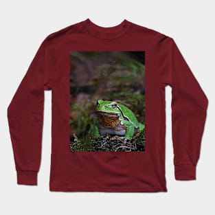 r675/  A Kind Frog Palmé -Grenouille verte palmé  " simply life " to Okaio Créations - Olavia-Olao Long Sleeve T-Shirt